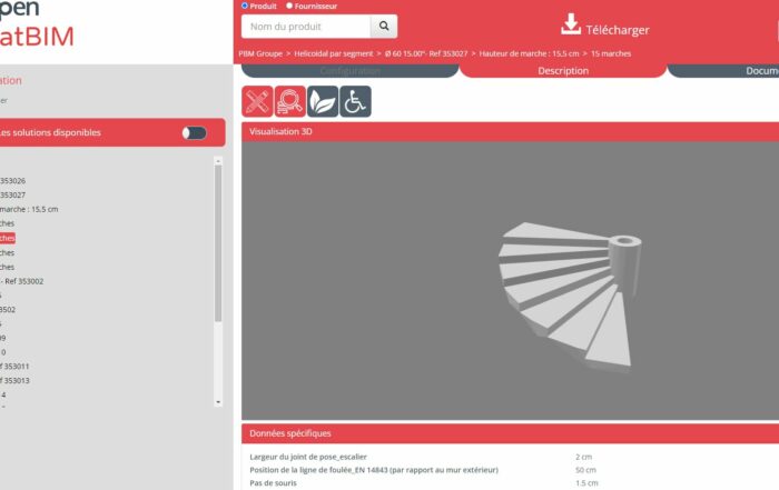 Visualisation 3D escalier béton