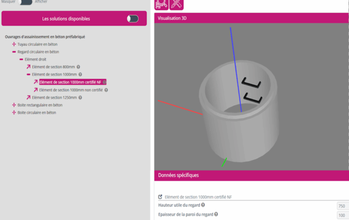 Visualisation 3D d'un ouvrage d'assainissement en béton préfabriqué